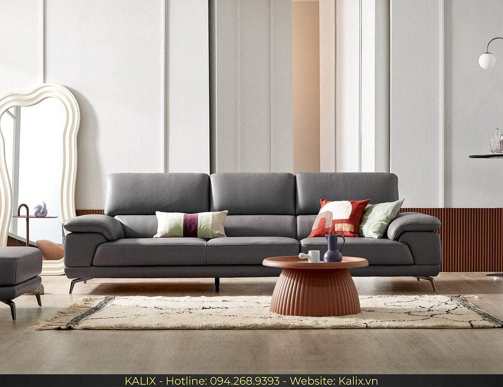 Sofa BERNI - Sofa văng da 3 chỗ tựa liền KALIX