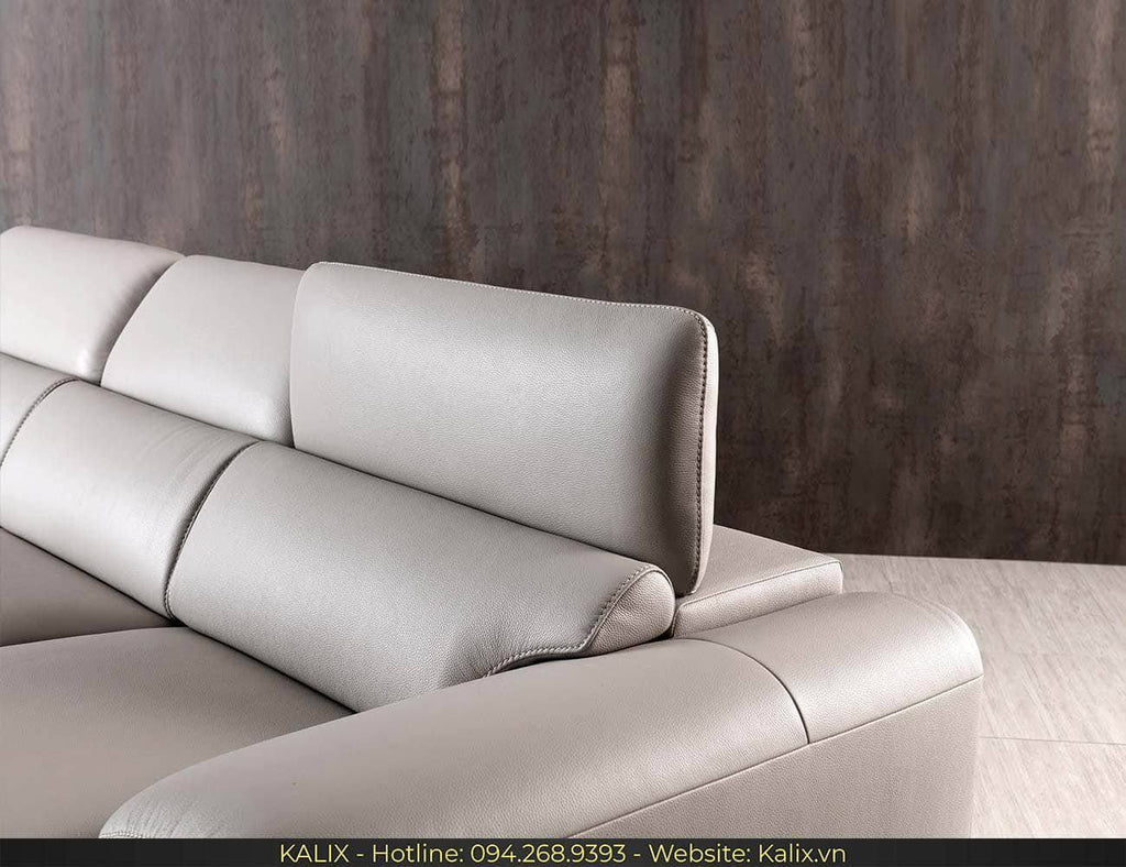 Sofa FOREVAL - Sofa góc da 3 chỗ tựa gật gù KALIX