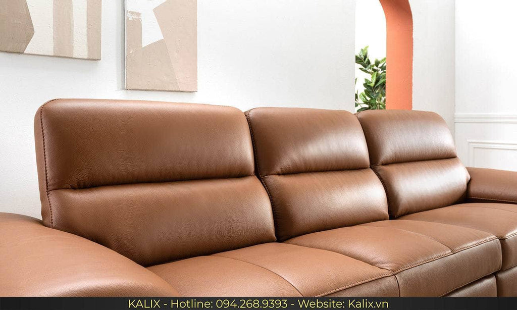 Sofa VELVET - Sofa văng da 3 chỗ tựa liền KALIX