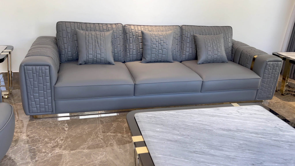 Sofa ARENA - Sofa văng bọc da khung viền inox KALIX