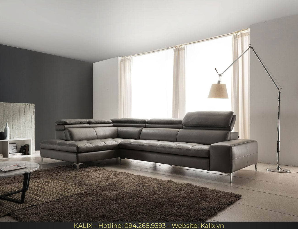 Sofa ATRIGON - Sofa góc da 3 chỗ tựa gật gù KALIX
