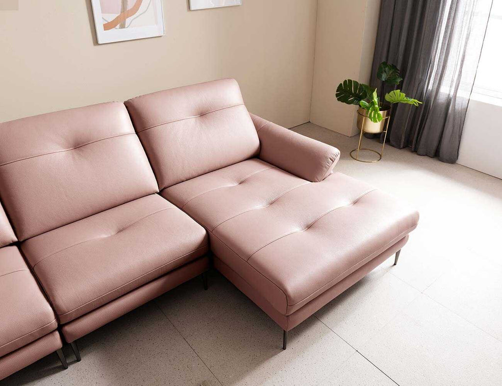 Sofa góc da 3 chỗ tựa liền - AVENUE - Sofa màu hồng phấn - 15