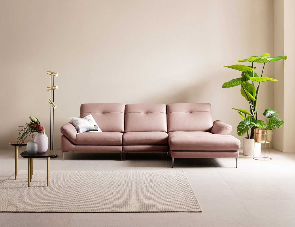 Sofa góc da 3 chỗ tựa liền - AVENUE - Sofa màu hồng phấn - 13