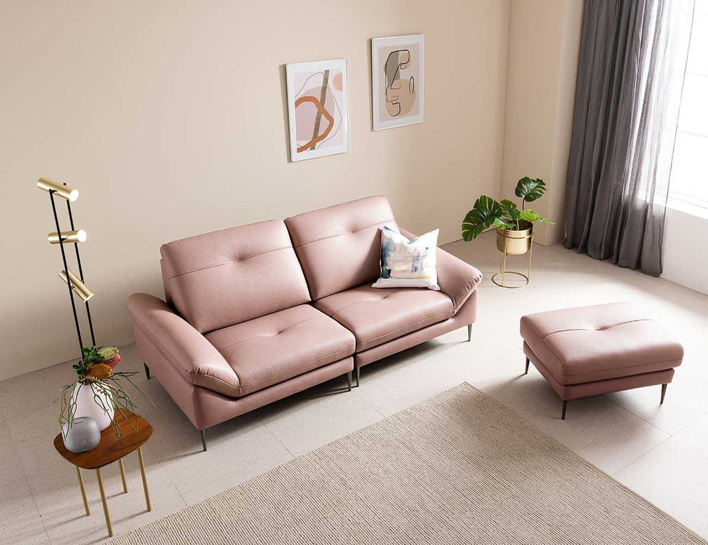 AVENUE - Sofa văng da 2 chỗ tựa liền - màu hồng - 015