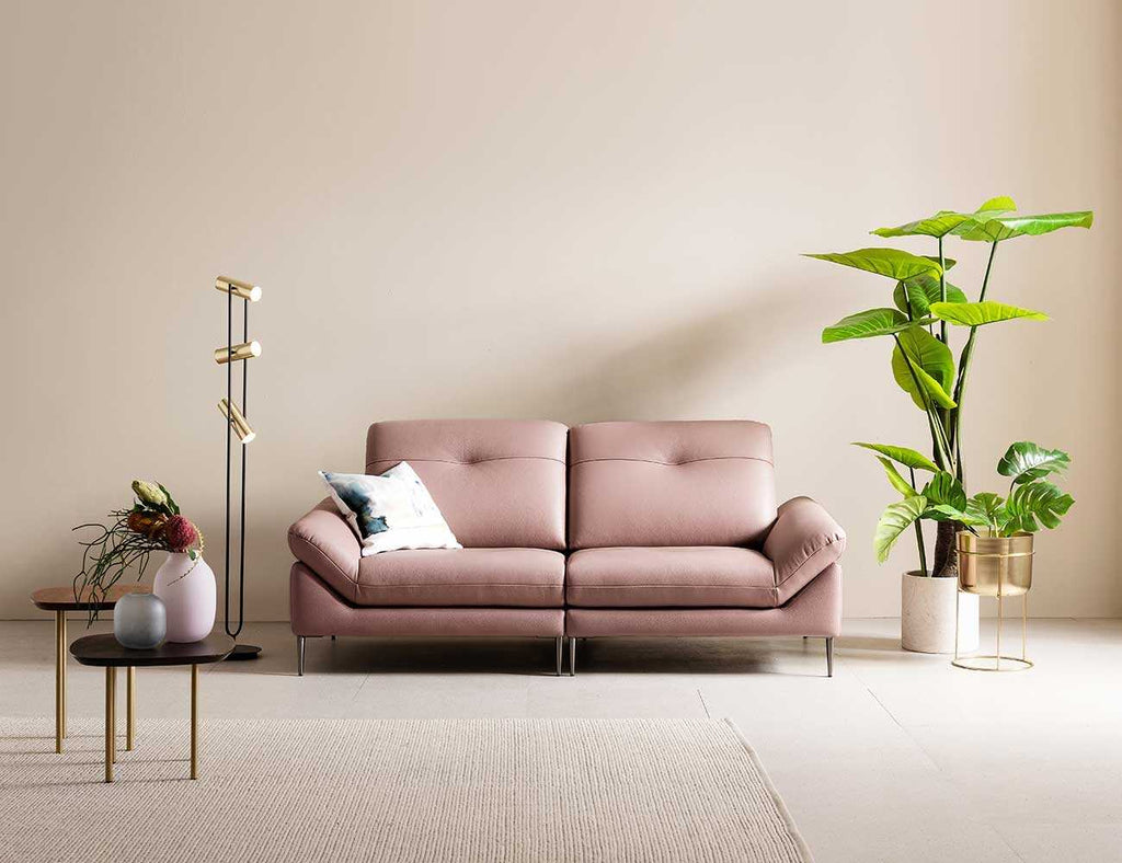 AVENUE - Sofa văng da 2 chỗ tựa liền - màu hồng - 021