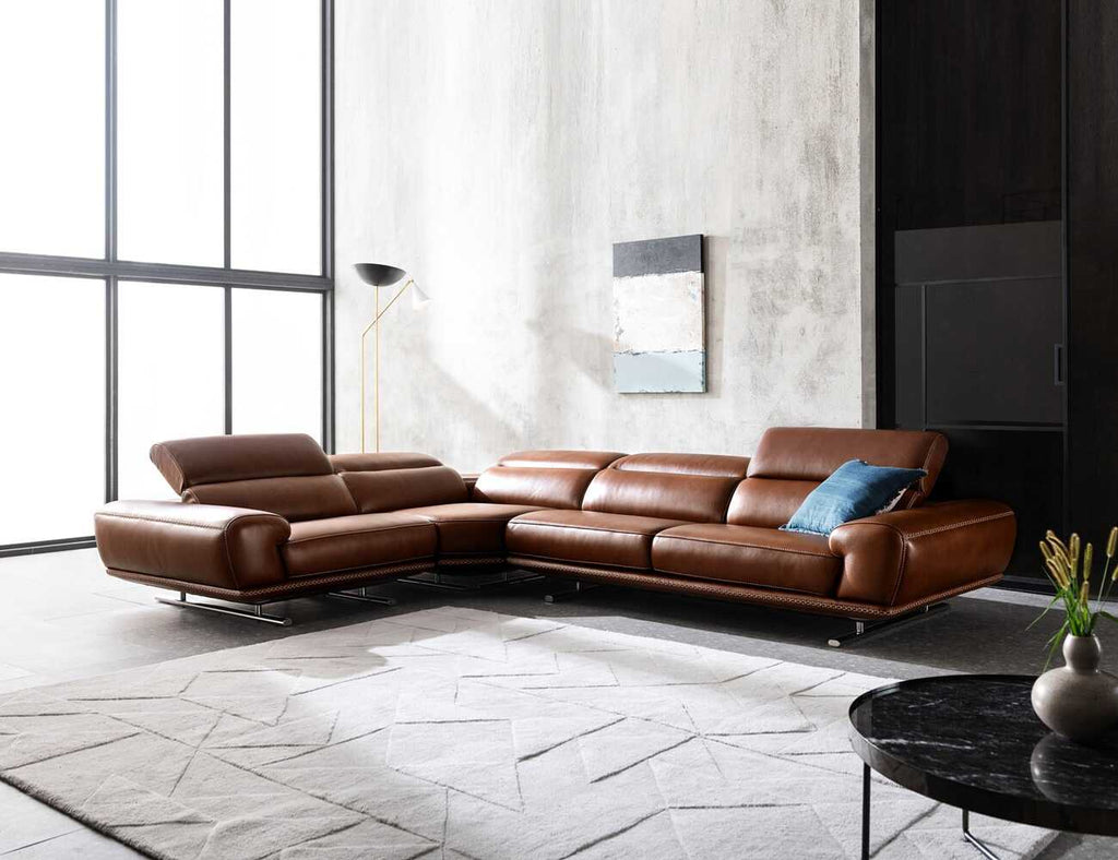 Sofa góc da tựa gật gù, đường chỉ dù lục giác - AVIA - 15