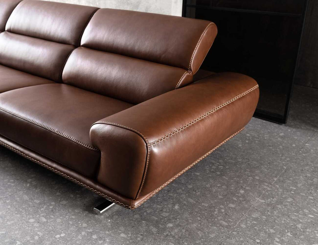 Sofa góc da tựa gật gù, đường chỉ dù lục giác - AVIA - 19