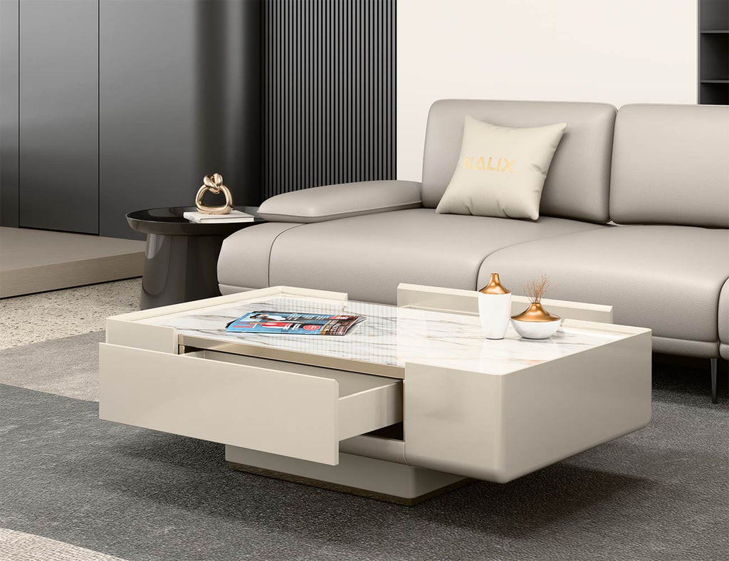 Bàn trà mặt đá ceramic vân tia sét - Camilla-02