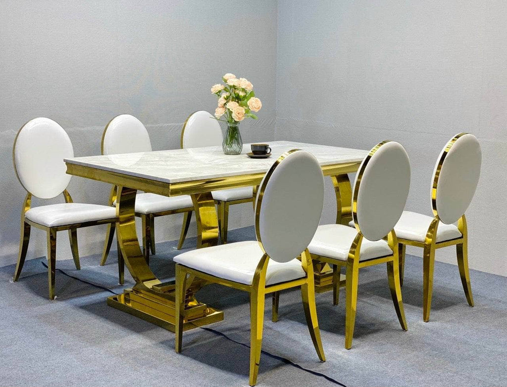 Bàn Ăn BONIFACE - Bộ bàn ghế ăn inox mạ vàng PVD KALIX-AK