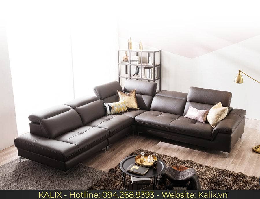 Sofa CELINA - Sofa góc da 3 chỗ tựa gật gù KALIX