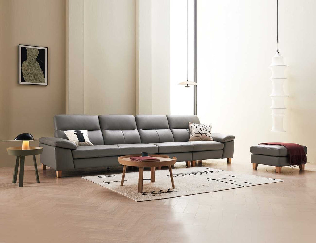  Sofa văng da tựa liền DEACON ghi nhạt  1