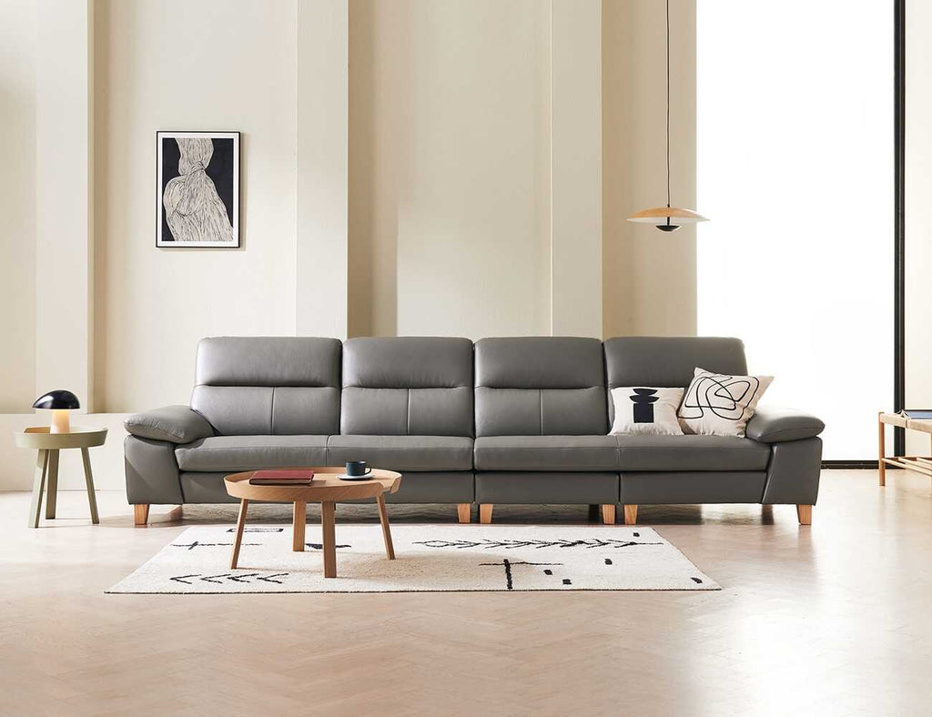  Sofa văng da tựa liền DEACON ghi nhạt 2