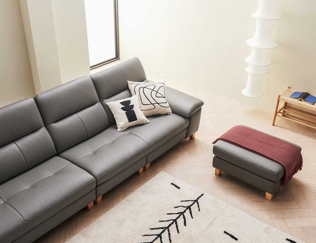  Sofa văng da tựa liền DEACON ghi nhạt  3