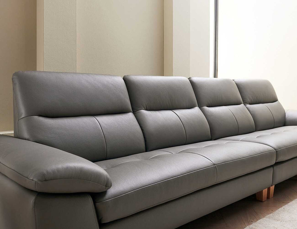  Sofa văng da tựa liền DEACON ghi nhạt  4