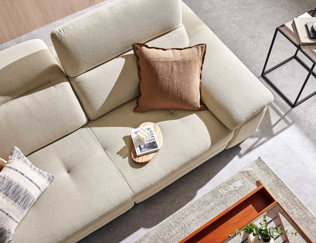 Sofa văng nỉ tựa gật gù DEACON kem 3