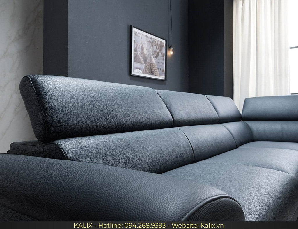 Sofa DESTINY - Sofa góc da 3 chỗ tựa gật gù KALIX