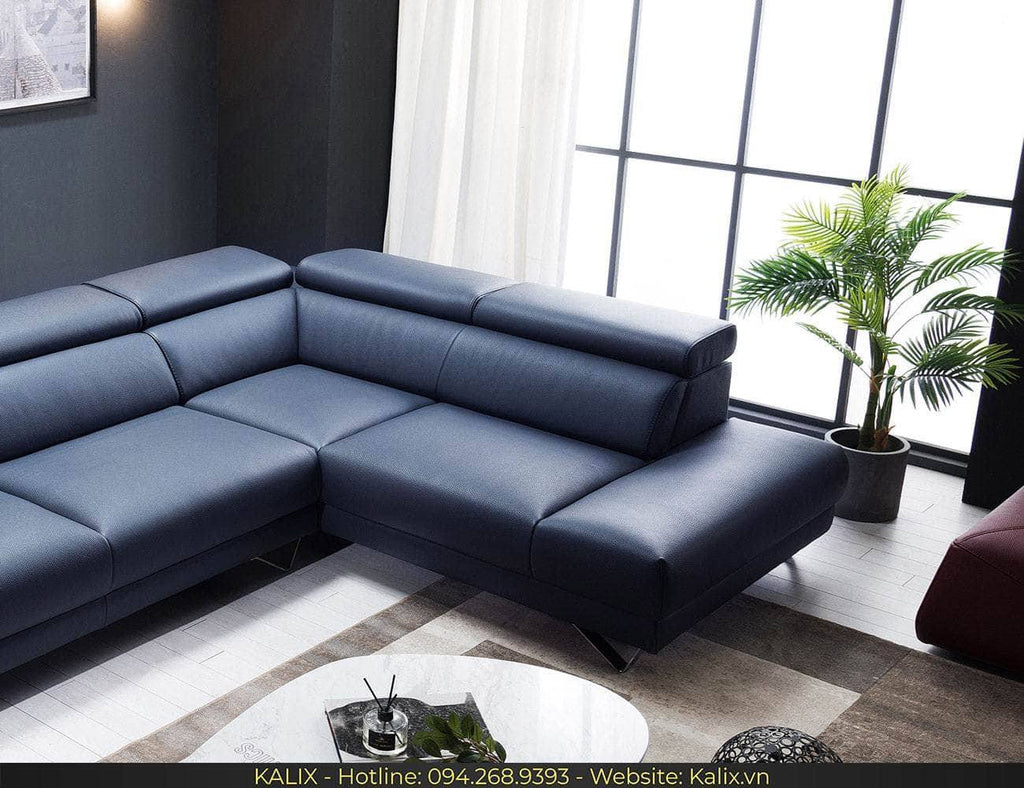 Sofa DESTINY - Sofa góc da 3 chỗ tựa gật gù KALIX