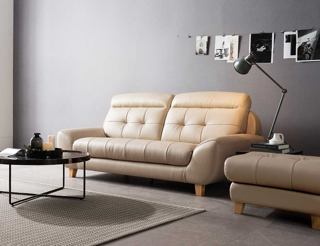 Sofa văng da 2 chỗ tựa liền Diane kem 2