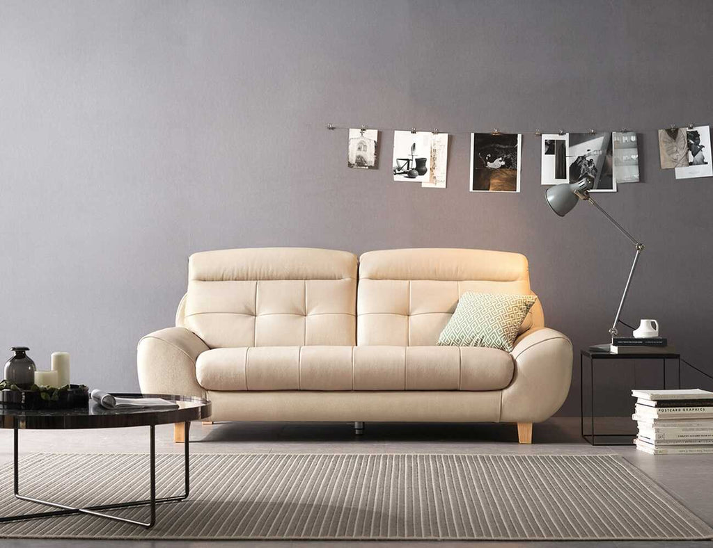 Sofa văng da 2 chỗ tựa liền Diane kem 1