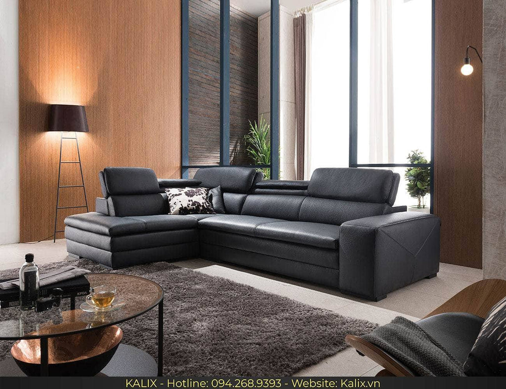 Sofa FOREXA - Sofa góc da 4 chỗ tựa gật gù KALIX