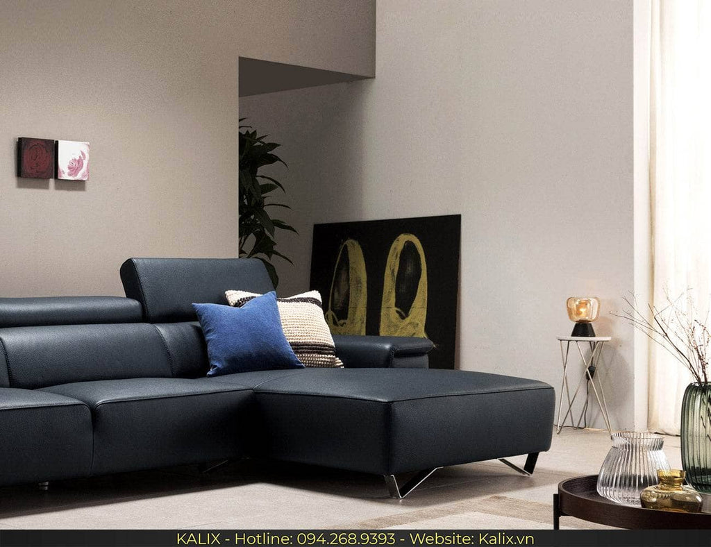 Sofa LAMICK - Sofa góc da 3 chỗ tựa gật gù KALIX