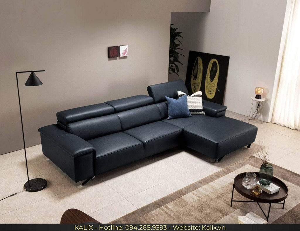 Sofa LAMICK - Sofa góc da 3 chỗ tựa gật gù KALIX
