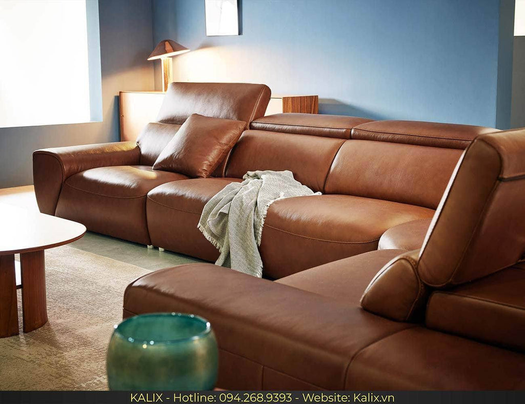Sofa MANITTO - Sofa góc da 4 chỗ tựa gật gù KALIX