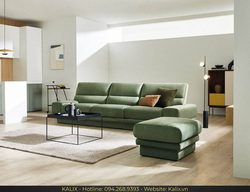 Sofa MELINA - Sofa văng nỉ 3 chỗ tựa liền KALIX