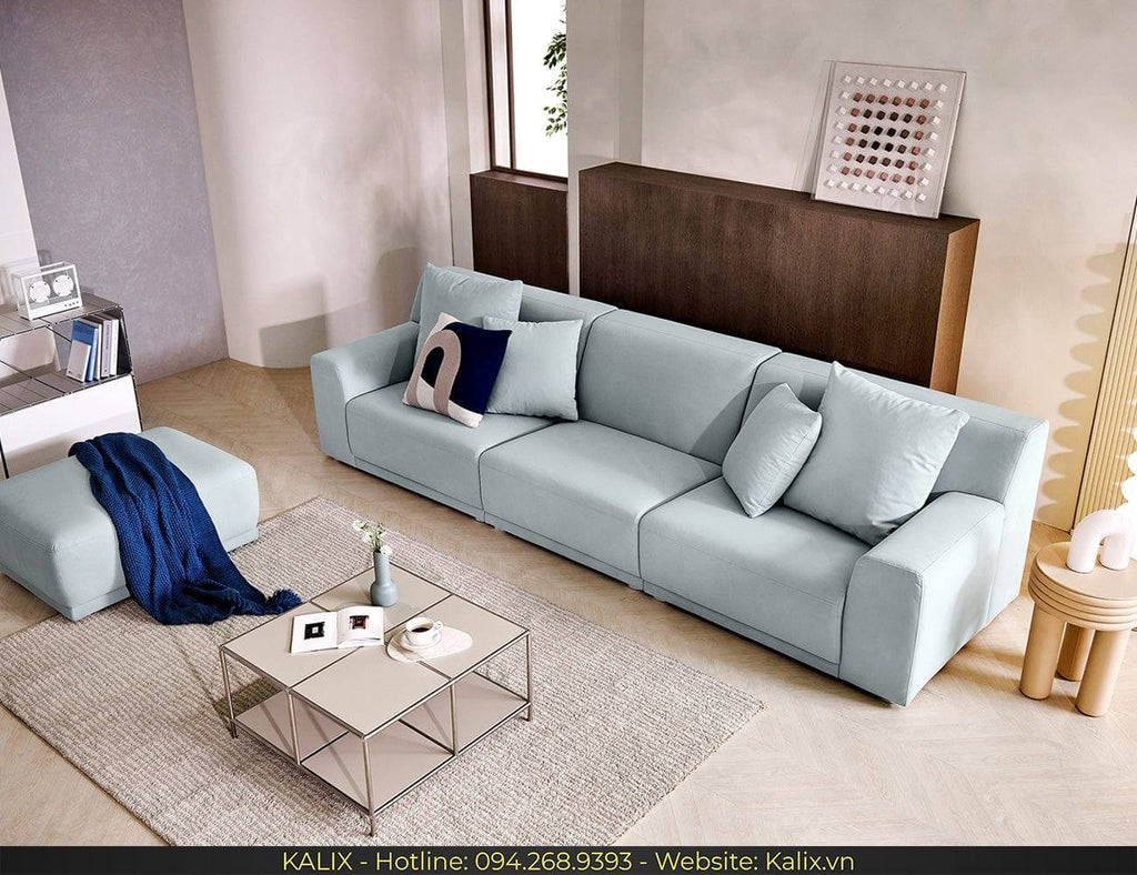 Sofa METONAC - Sofa văng nỉ 3 chỗ tựa liền KALIX