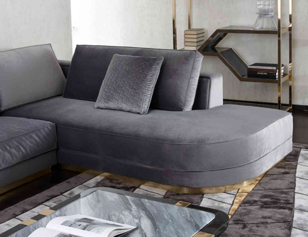 Sofa góc bọc da khung viền inox - ARENA - 04