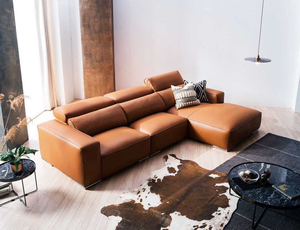 Sofa góc da 3 chỗ tựa gật gù LEBOSS - 02