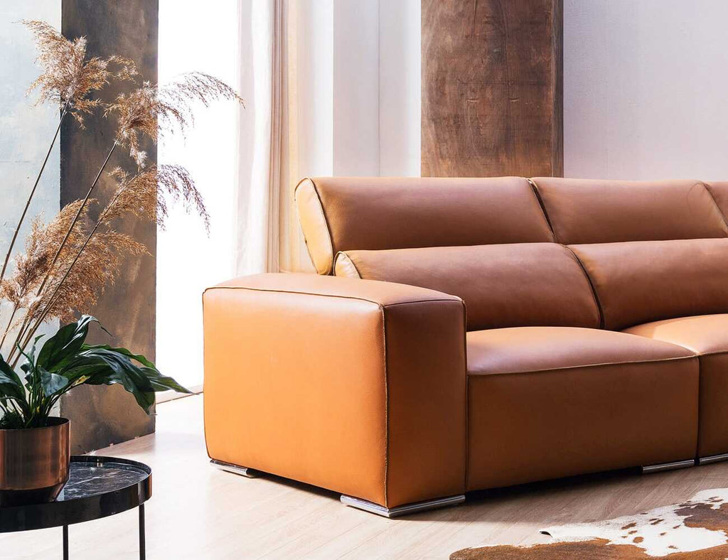 Sofa góc da 3 chỗ tựa gật gù LEBOSS - 03