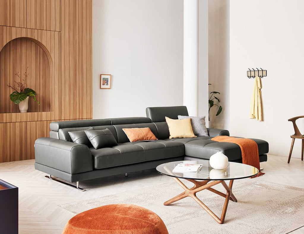 Sofa góc da 3 chỗ tựa gặt gù RASCHELLE - 04