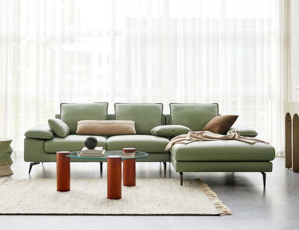 Ghế sofa chữ L da bò sang trọng REY – KALIX