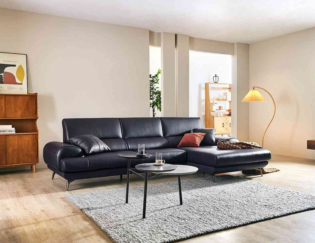 Sofa góc da 3 chỗ tựa liền LEYTON - 01