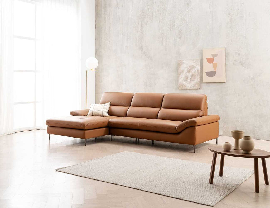 Sofa góc da 3 chỗ tựa liền LORRI - 02