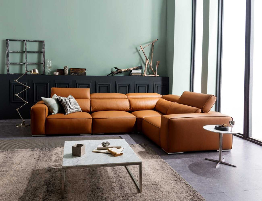 Sofa góc da 4 chỗ tựa gật gù LEBOSS - 01