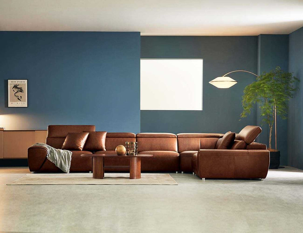 Sofa góc da 4 chỗ tựa gật gù MANITTO - 01