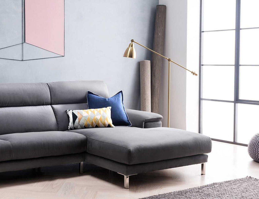 Sofa góc nỉ 3 chỗ tựa liền - SUS - 10