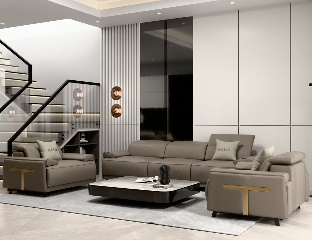 Sofa da bò Ý kết hợp đường viền inox sang trọng SORENTO-08