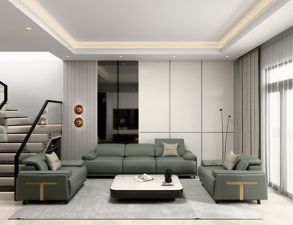 Sofa da bò Ý kết hợp đường viền inox sang trọng SORENTO-07