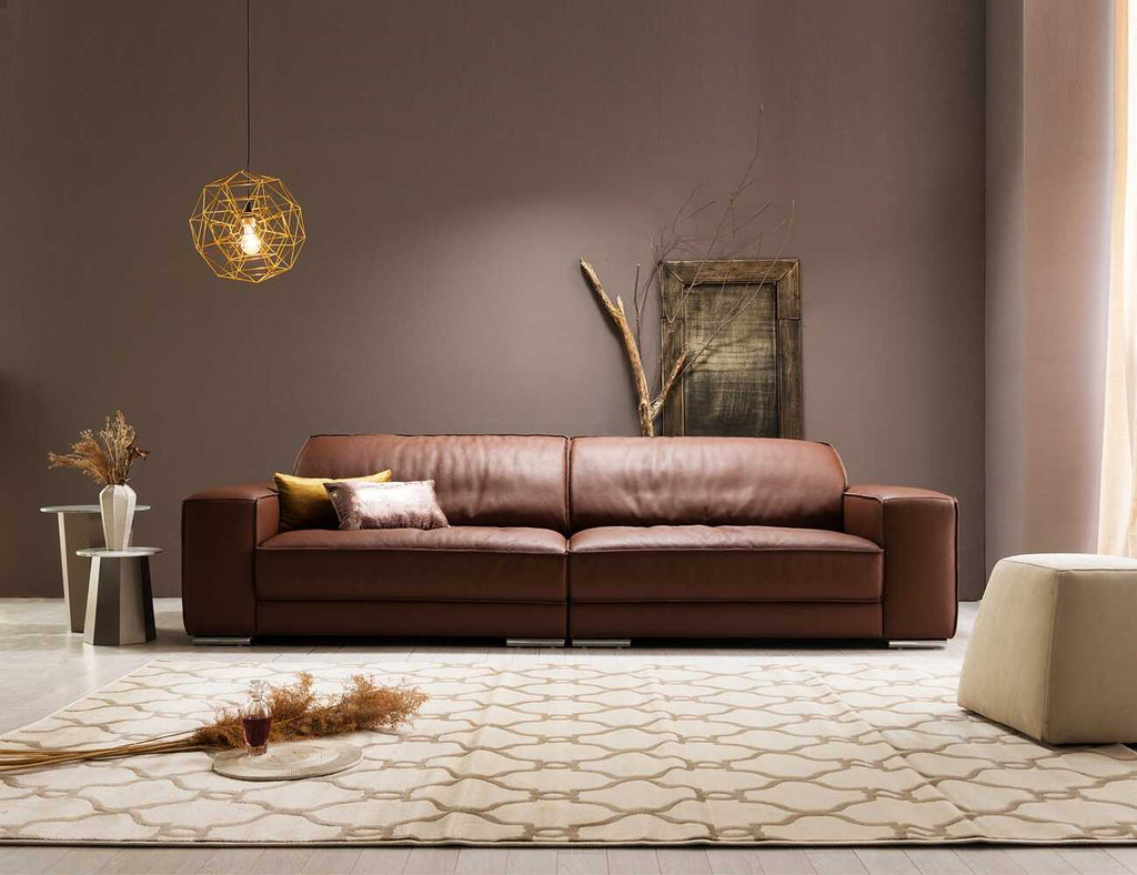 Sofa văng da 2 chỗ tựa liền KENES - 01