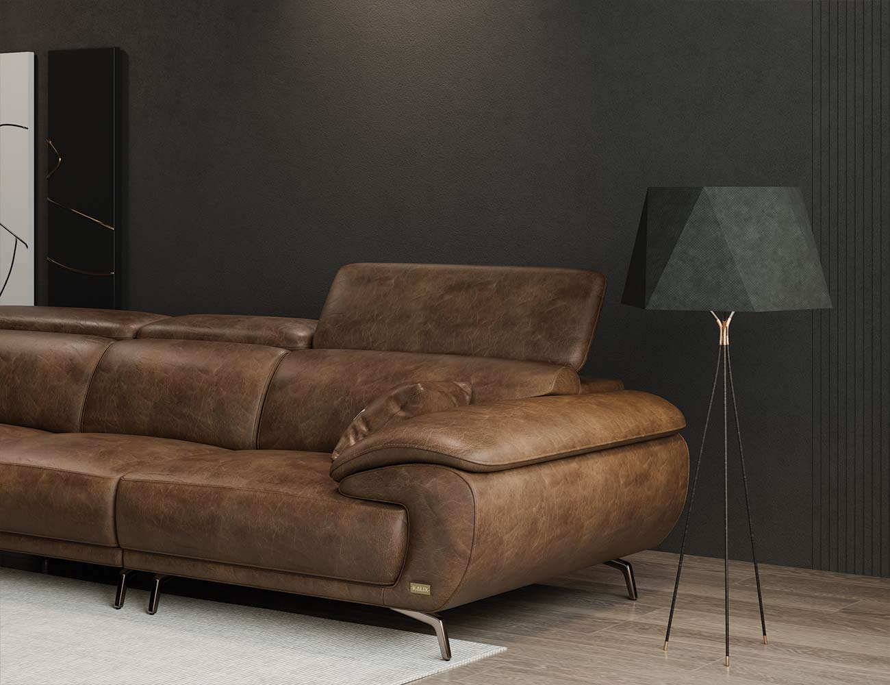 Sofa văng da sang trọng 3 chỗ tựa gật gù PERRY