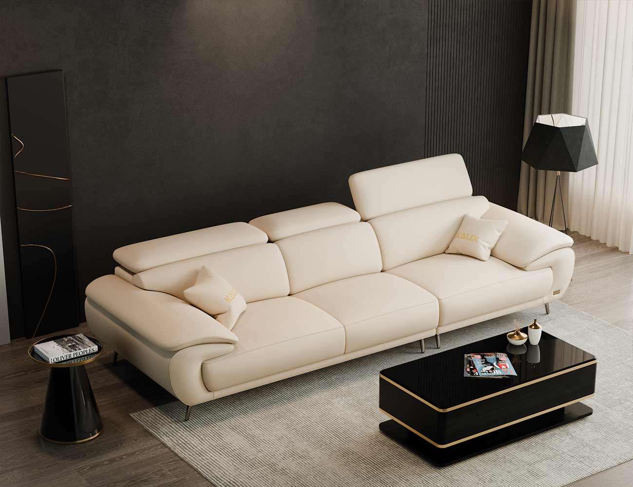 Sofa văng da sang trọng 3 chỗ tựa gật gù PERRY