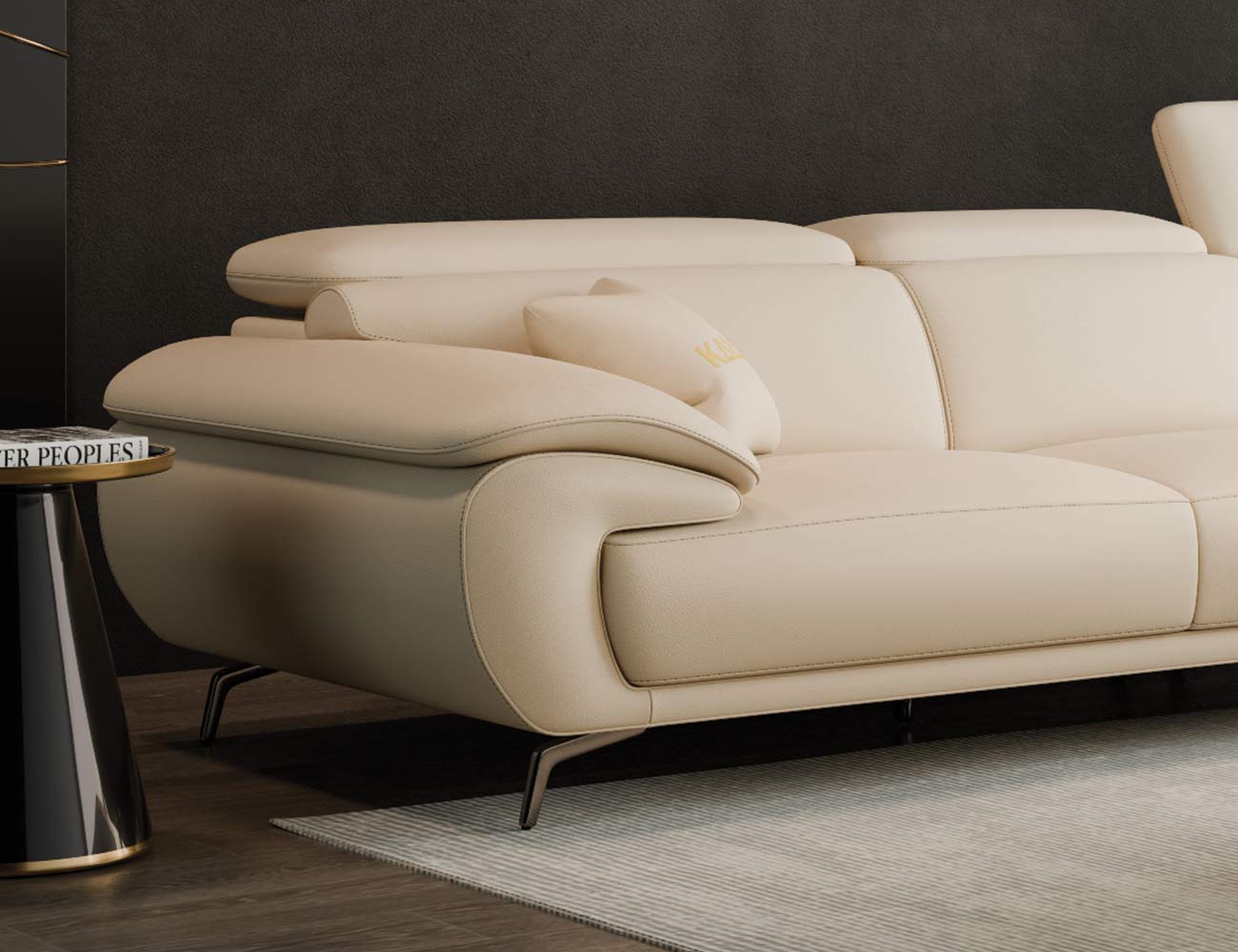 Sofa văng da sang trọng 3 chỗ tựa gật gù PERRY