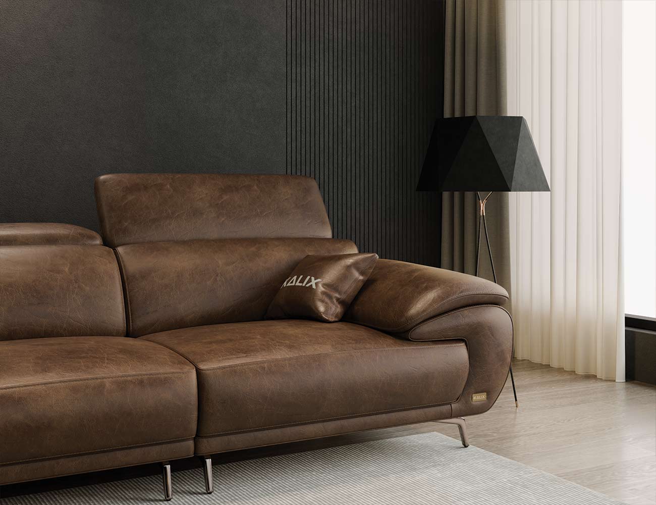 Sofa văng da sang trọng 3 chỗ tựa gật gù PERRY