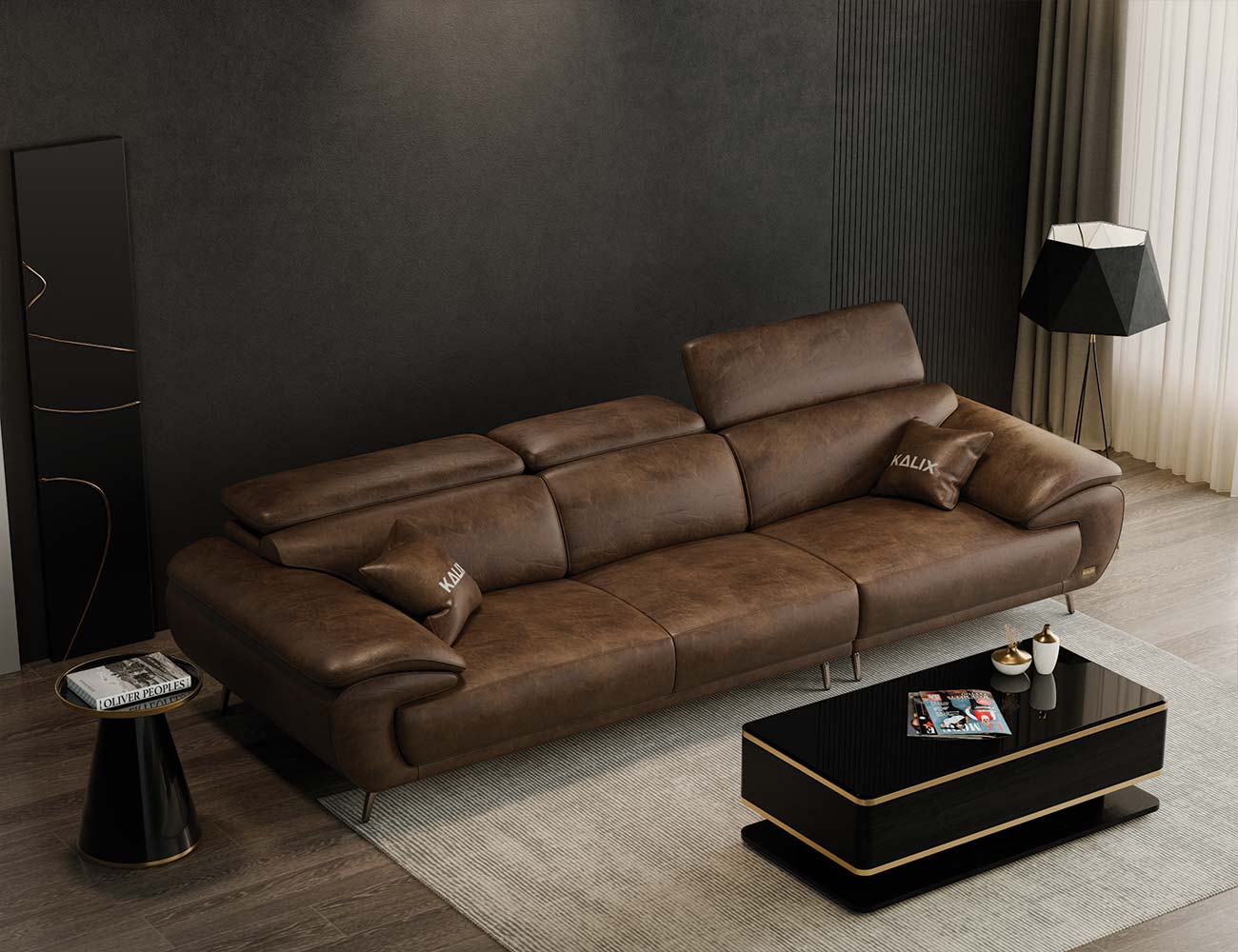 Sofa văng da sang trọng 3 chỗ tựa gật gù PERRY