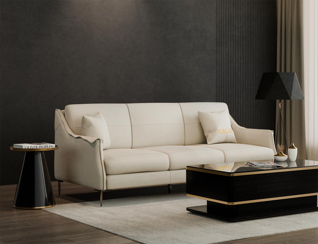 Sofa văng da 3 chỗ tựa gối ROSY KALIX - 03