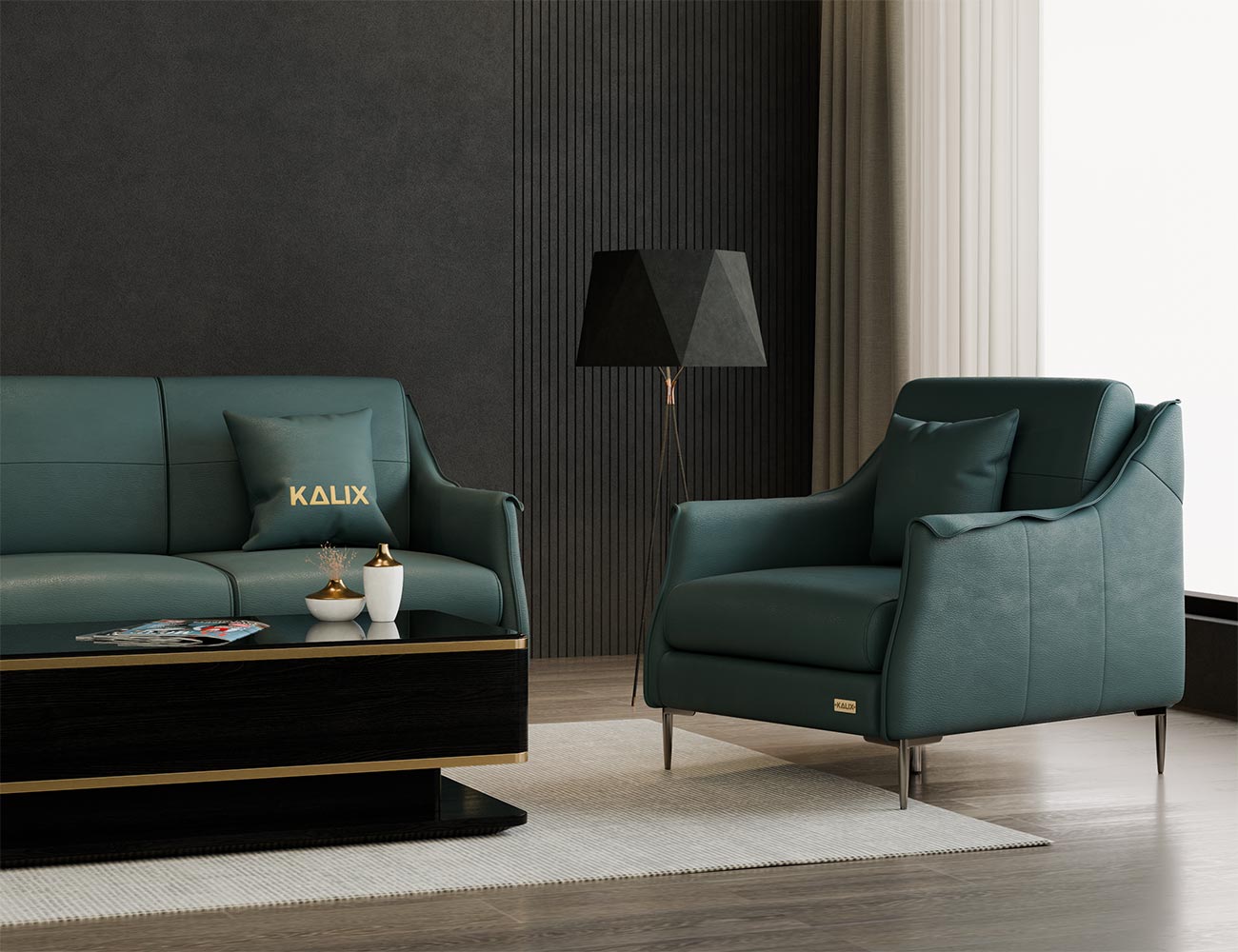 Sofa văng da 3 chỗ tựa gối ROSY KALIX - 15