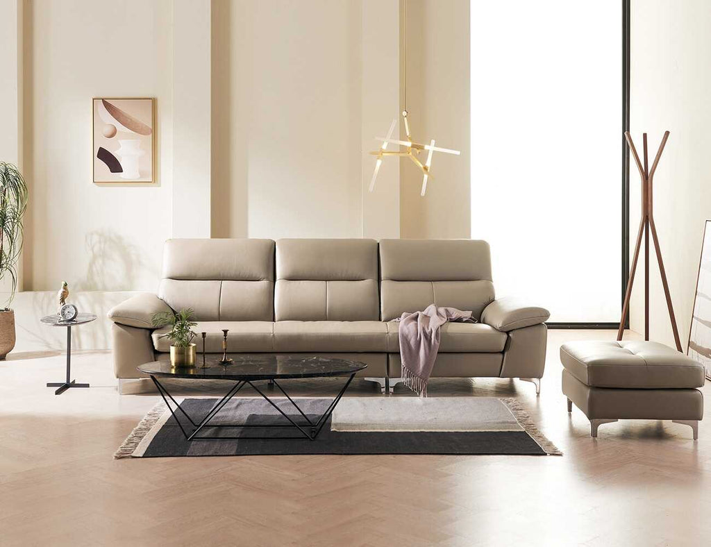  Sofa văng da tựa liền DEACON nâu nhạt 1